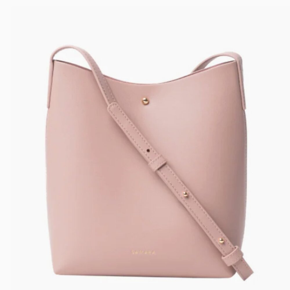 Samsara Light Pink "Peony" Medium”Raw Leather Crossbody/Shoulder Bag 8x8x3 EUC